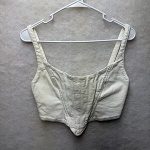 Zara Women's Size Small Crop Corset Denim Top Back Zip White